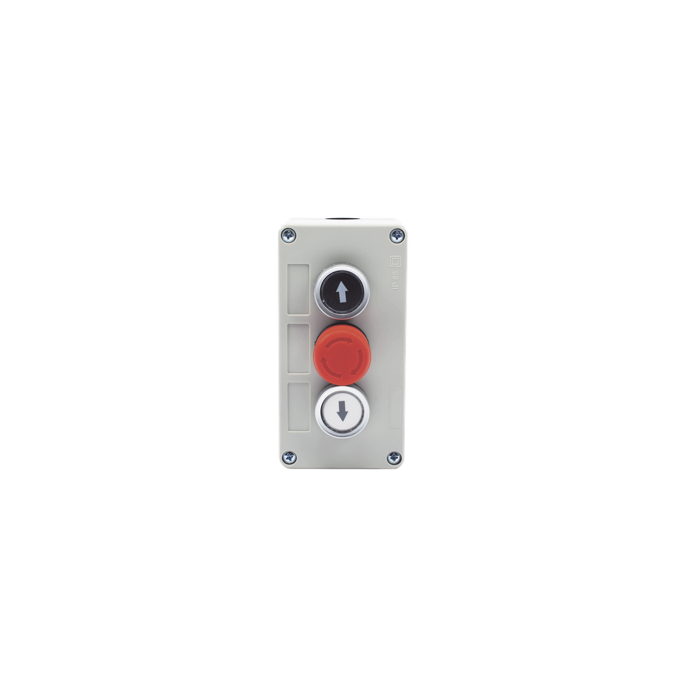 Botonera Triple / Botón Stop Enclavado / 24 VCC / IP40 / 68 x 131 x 51