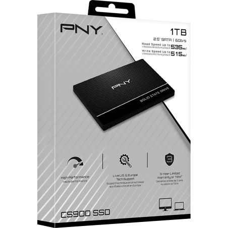 UNIDAD DE ESTADO SOLIDO INTERNO 1TB PNY CS900 2.5 SATA LECT.535 E