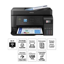 MULTIFUNCIONAL EPSON L5590, PPM 33 NEGRO/20 PPM COLOR, TINTA CONTINUA, ECOTANK, USB, WIFI, RED, ADF
