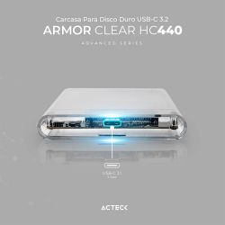 CARCASA CASE ENCLOSURE PARA DISCO DURO ACTECK ARMOR CLEAR HC430