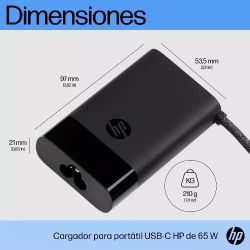 CARGADOR USB-C 65W HP PARA LAPTOP TABLETA Y SMARTPHONE 1YW | HP 671R3AA#ABM