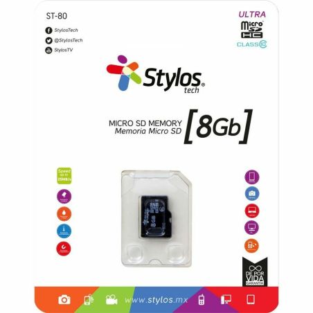 MEMORIA STYLOS MICRO SD 8GB S/A CLASE 10 APRUEBA DE GOLPES | STYLOS