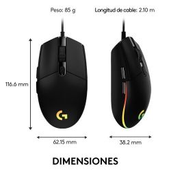 MOUSE GAMING G203 LIGHTSYNC BLACK-USB-N/A-LAT-272-G203 LIGHTSYN | LOGITECH G203
