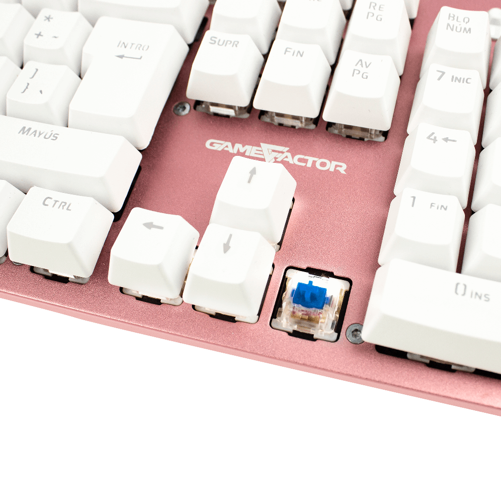 TECLADO MECANICO GAME FACTOR RETROILUMINADO/SWT BLUE/USB/ROSA KBG400