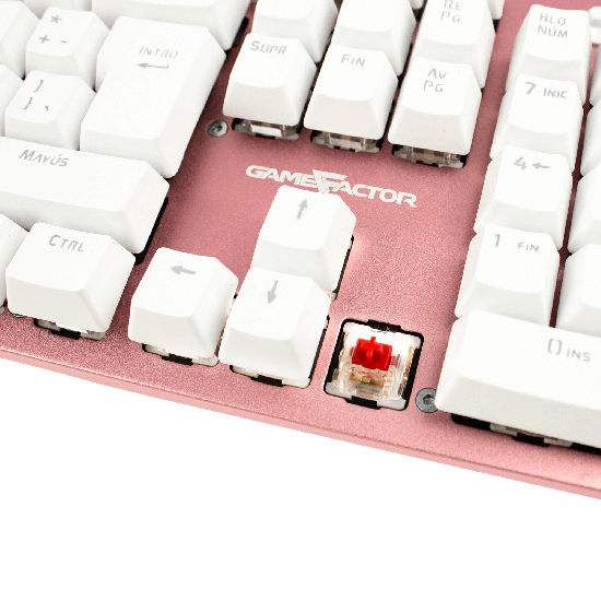 TECLADO MECANICO GAME FACTOR RETROILUMINADO/SWT RED/USB/ROSA KBG400