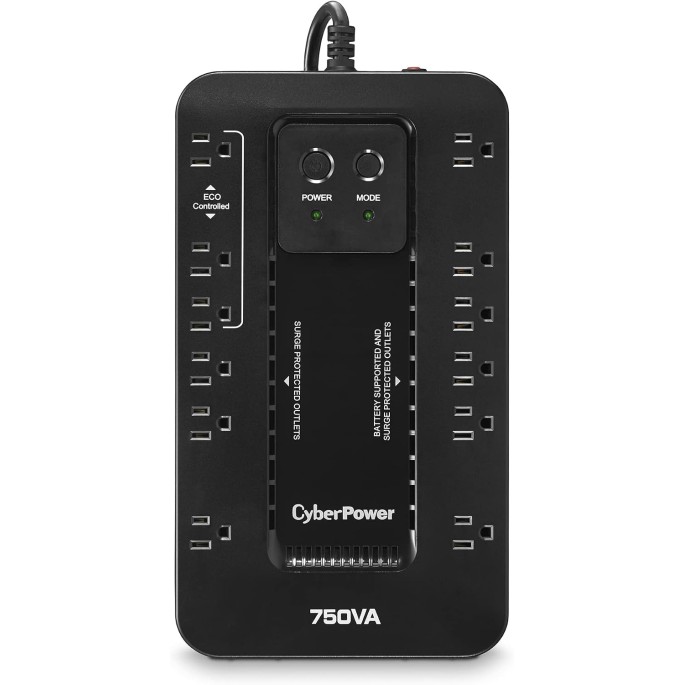 NOBREAK UPS CYBERPOWER EC750 750VA/450W.ECO.STANDBY.12CONT.RJ11/