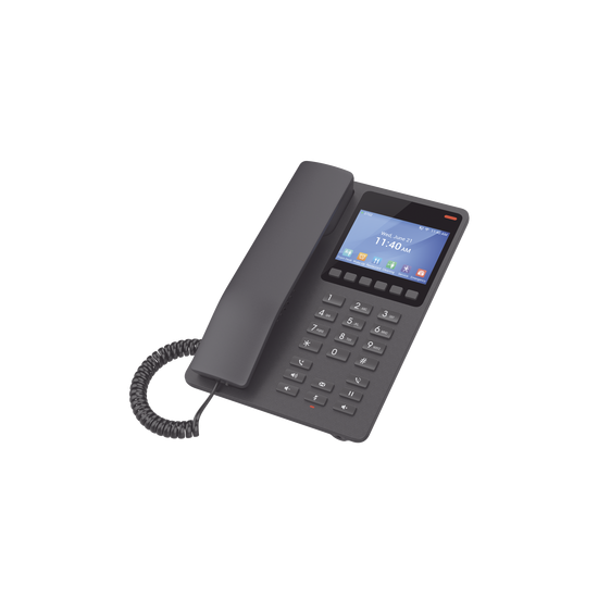 GHP631, Teléfono Hotelero IP Negro, LCD Color 3.5", 2 SIP 2 líneas, GD