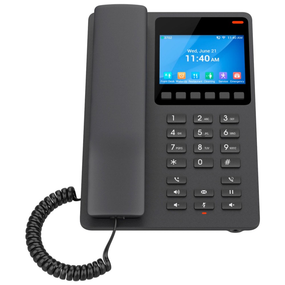 GHP631, Teléfono Hotelero IP Negro, LCD Color 3.5", 2 SIP 2 líneas, GD