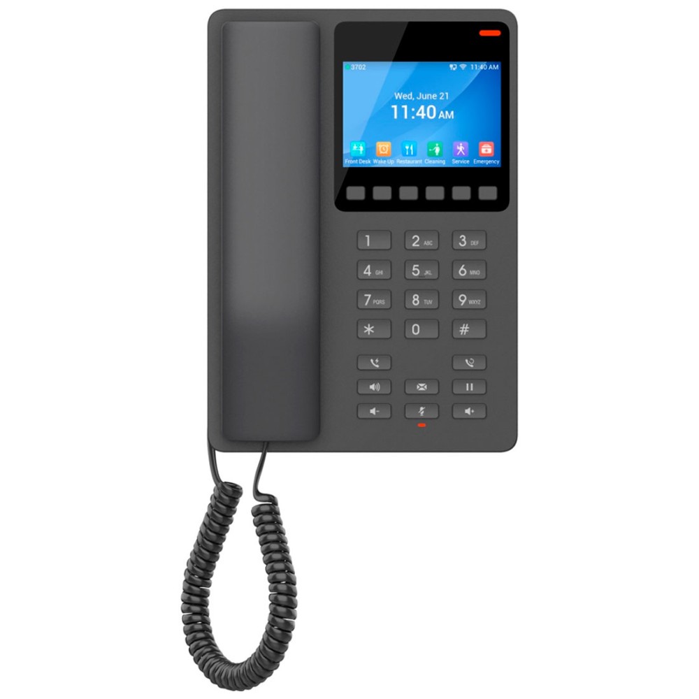 GHP631, Teléfono Hotelero IP Negro, LCD Color 3.5", 2 SIP 2 líneas, GD