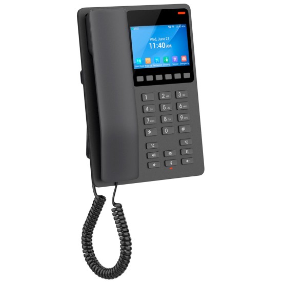 GHP631, Teléfono Hotelero IP Negro, LCD Color 3.5", 2 SIP 2 líneas, GD