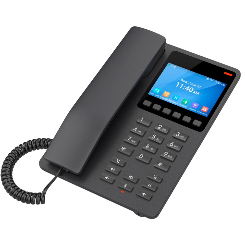 GHP631, Teléfono Hotelero IP Negro, LCD Color 3.5", 2 SIP 2 líneas, GD