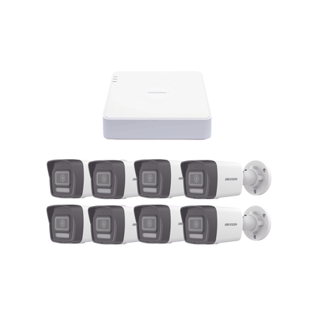 Kit IP 1080p (2 Megapixel) / NVR de 8 Canales con 8 Puertos PoE / 8 Cá