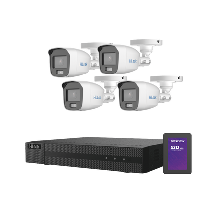 Kit TurboHD 1080p + SSD 1 TB / DVR 4 Canales / 4 Cámaras Bala ColorVu