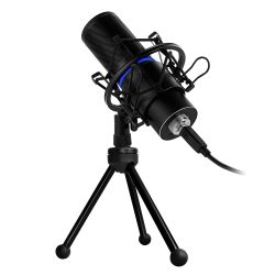 MICROFONO GAME FACTOR MCG700 USB, LED, AJUSTE VOLUMEN, STAND, ANTIPOP