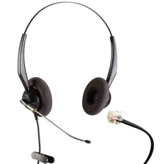VT3000D-ST-RJ9-01, Diadema Binaural RJ9, Tubo de Voz para Avaya, Poly,