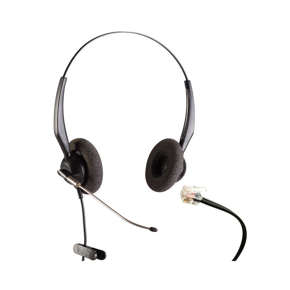 VT3000D-ST-RJ9-01, Diadema Binaural RJ9, Tubo de Voz para Avaya, Poly,