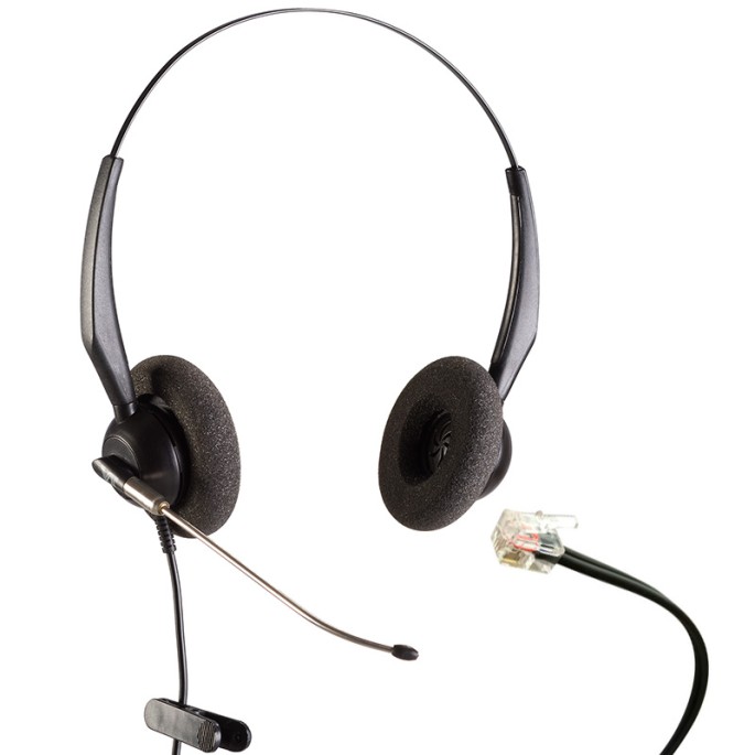 VT3000D-ST-RJ9-01, Diadema Binaural RJ9, Tubo de Voz para Avaya, Poly,