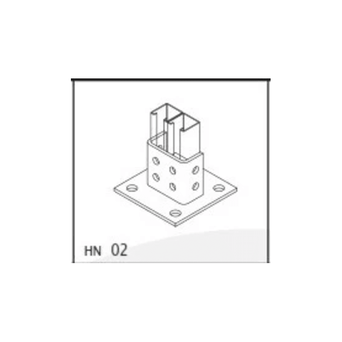 Base Cuadrada con 4 perforaciones para Perfil Doble.