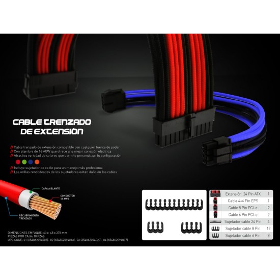 KIT EXTENSION CABLE EAGLE WARRIOR P/PSU NARANJA ACCABLEFAP304EGW