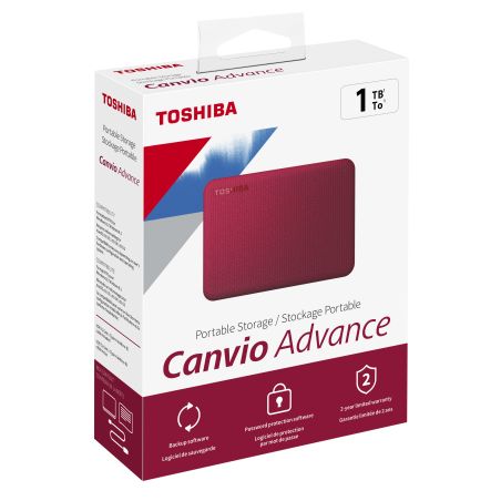 DD EXTERNO 1TB TOSHIBA CANVIO ADVANCE V10 2.5//USB 3.0//ROJO//VELOCIDA