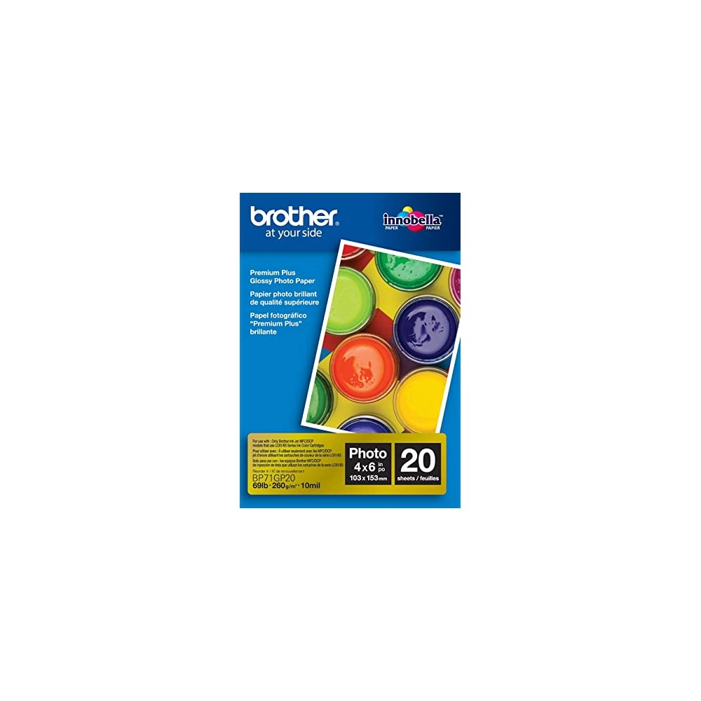 PAPEL FOTO BROTHER BP71GLTR BRILLANTE TAM CARTA 8.5X11" PAQ. 20 HOJAS