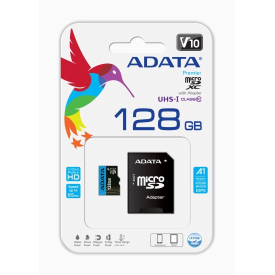MEMORIA MICRO SDXC ADATA 128GB UHS-I CL10 A1 (AUSDX128GUICL10A1-RA1)