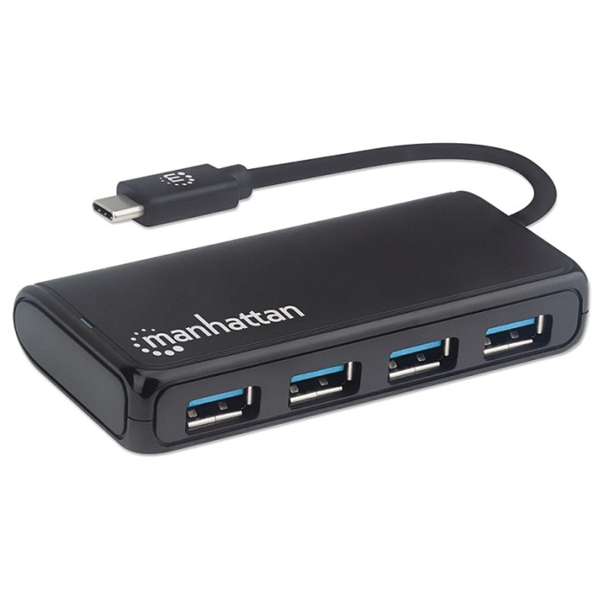 HUB MANHATTAN USB-C MACHO 3.2 GEN1 A 4 PUERTOS HEMBRA USB-A 164924
