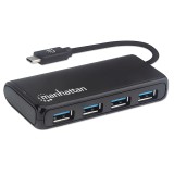 HUB MANHATTAN USB-C MACHO 3.2 GEN1 A 4 PUERTOS HEMBRA USB-A 164924