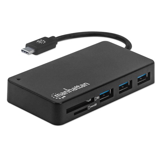 HUB MANHATTAN USB-C 3.2 GEN 1 DE 3 PTOS A + LECTOR DE TARJETAS 164948