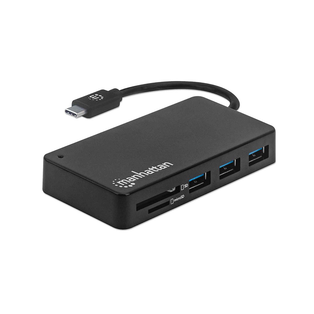 HUB MANHATTAN USB-C 3.2 GEN 1 DE 3 PTOS A + LECTOR DE TARJETAS 164948