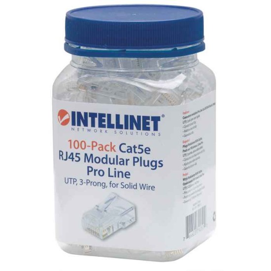 PLUG INTELLINET RJ45 CAT5E SOLIDO UTP PRO 100PZA 50 MICRAS ORO 790512