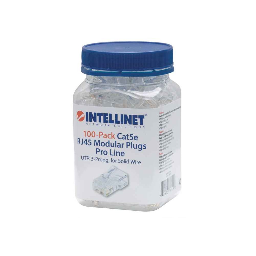 PLUG INTELLINET RJ45 CAT5E SOLIDO UTP PRO 100PZA 50 MICRAS ORO 790512