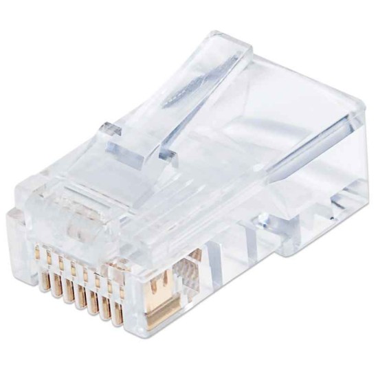 PLUG INTELLINET RJ45 CAT5E SOLIDO UTP PRO 100PZA 50 MICRAS ORO 790512