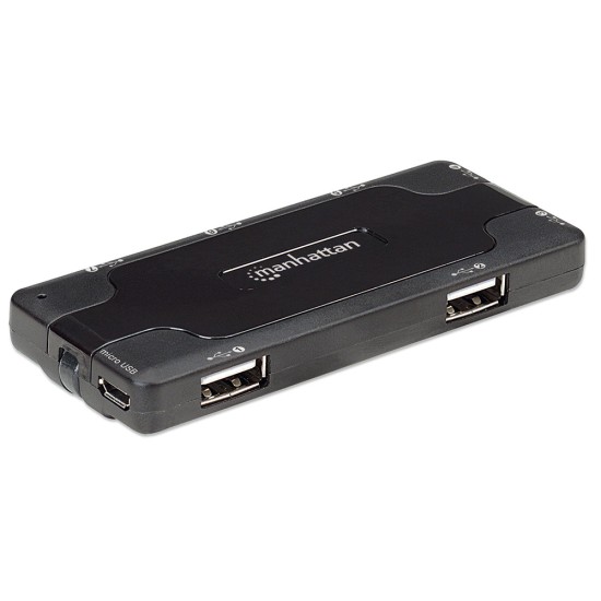 HUB MANHATTAN USB V2.0 7 PTOS NEGRO SIN FUENTE 161169