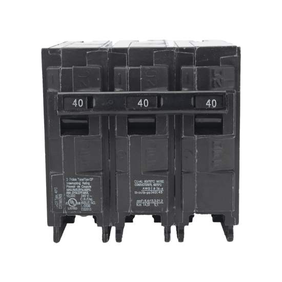 Interruptor automático enchufable tipo QP 3 polos, 40 amp