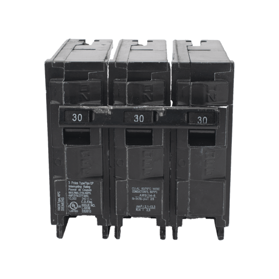 Interruptor automático enchufable tipo QP 3 polos, 30 amp