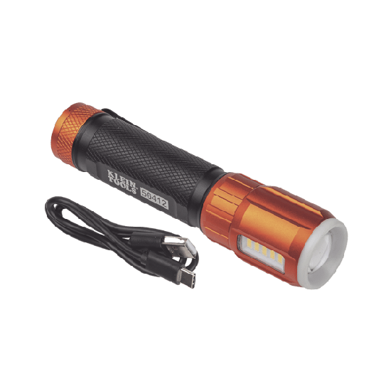 Linterna LED Portátil Recargable 500 Lúmenes con Luz Frontal y Lateral