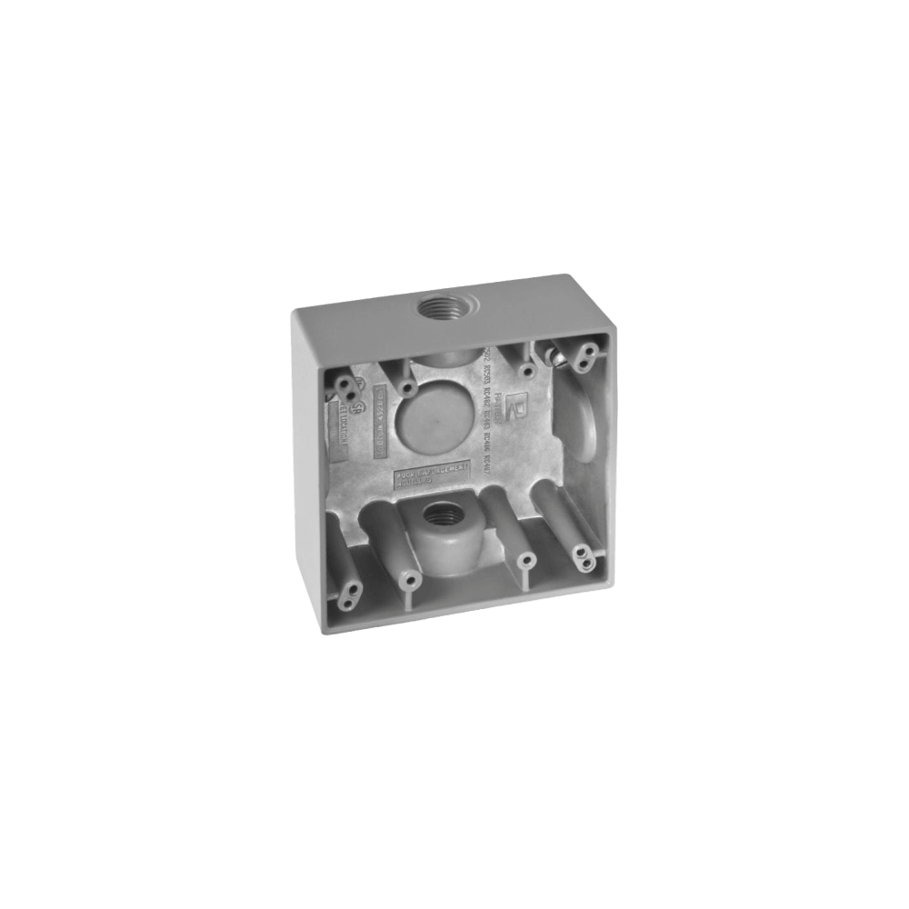 Caja Cuadra de 1/2" a Prueba de Intemperie/ Cuenta con 2 salidas.
