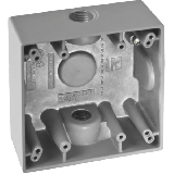 Caja Cuadra de 1/2" a Prueba de Intemperie/ Cuenta con 2 salidas.