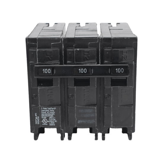 Interruptor automático enchufable tipo QP 3 polos, 100 amp.