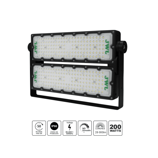 Reflector LED 200 W /350 x 250 mm / 85 - 265 Vca~ 50/60Hz / TCC 6 500