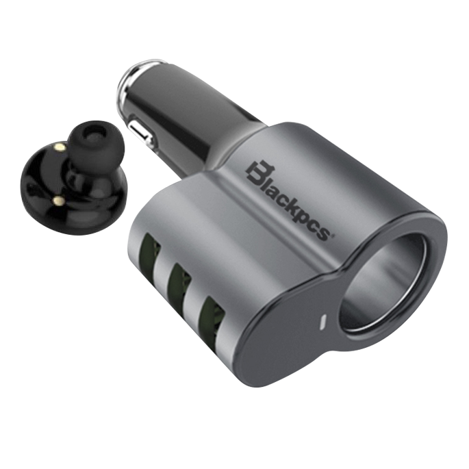 CAR CHARGER BLACKPCS 3 PUERTOS USB MANOS LIBRES NEGRO (EPI053BT-BL)