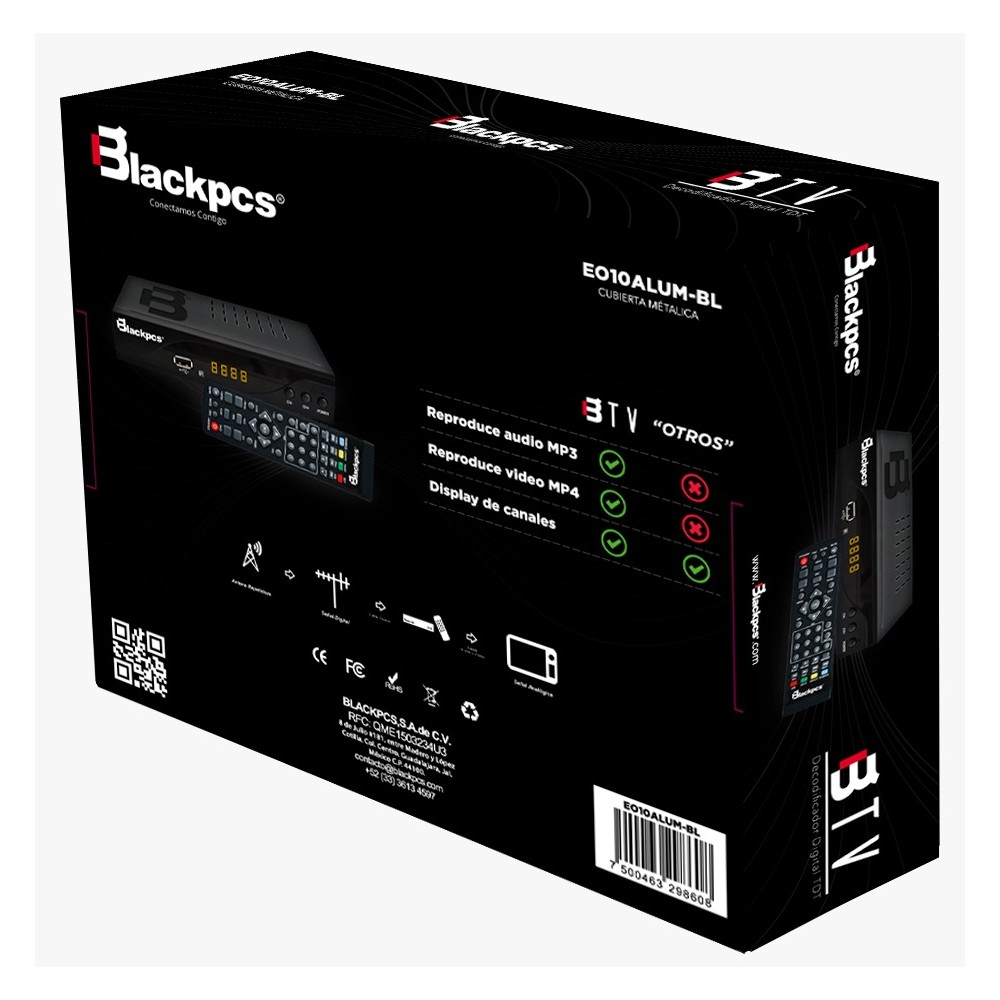 DECODIFICADOR TV BLACKPCS ALUMINIO HDMI USB COAXIAL CONT (E010ALUM-BL)