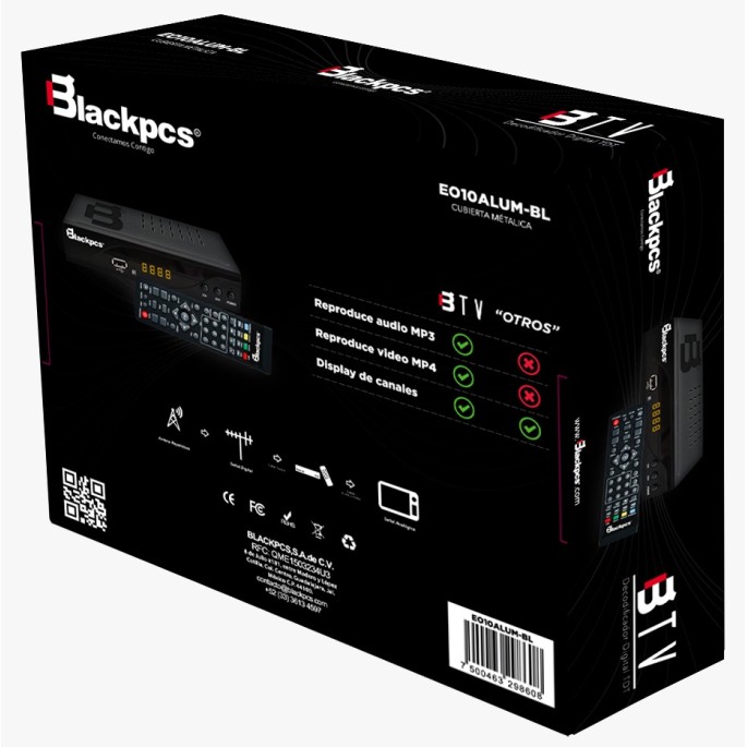 DECODIFICADOR TV BLACKPCS ALUMINIO HDMI USB COAXIAL CONT (E010ALUM-BL)