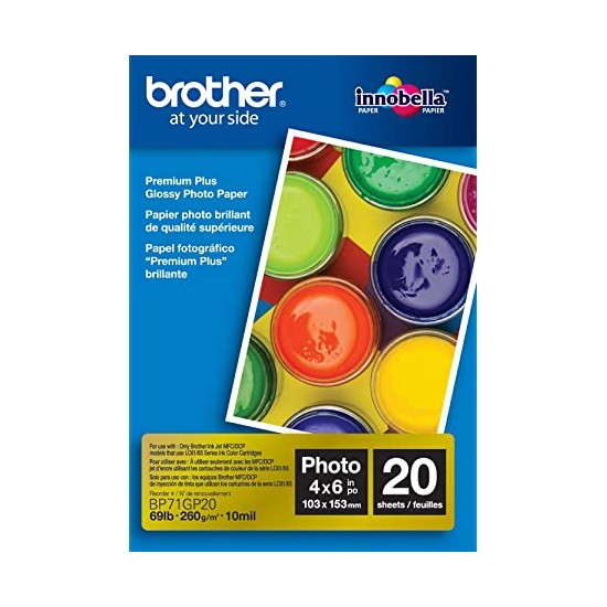 PAPEL FOTO BROTHER BP71GLGR BRILLANTE TAM TABLOIDE 11X17" PAQ 20 HOJAS