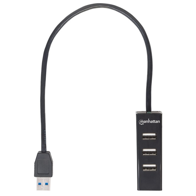 HUB USB MANHATTAN V2.0 3 PUERTOS + 1 PTO V3.0 SIN fuente 163828