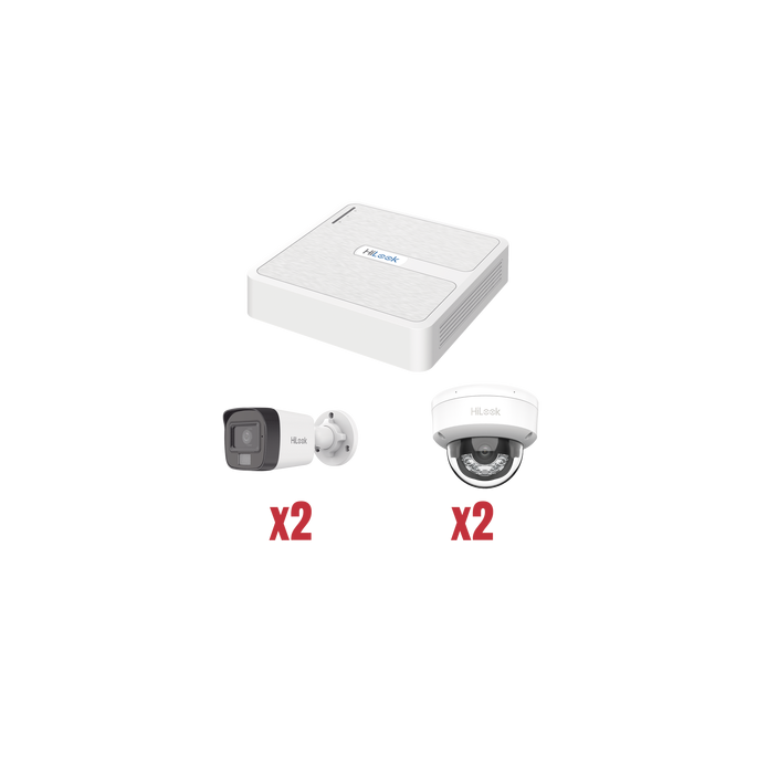 Kit IP 1080p (2 Megapixel) / NVR de 4 Canales con 4 Puertos PoE / 2 Cá