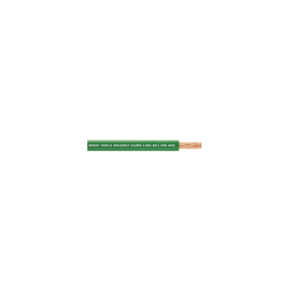 Cable Eléctrico 10 AWG Color Verde, Conductor de Cobre Suave Cableado.