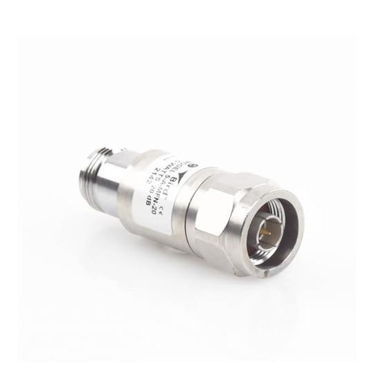 Atenuador en Línea de 20 dB, 5 W. Máximo, CD-4 GHz, Conectores N Macho