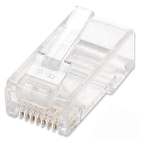 PLUG RJ45 CAT5E SOLIDO UTP BOTE 100PZAS ORO15-MICRAS INTELLINET 502399